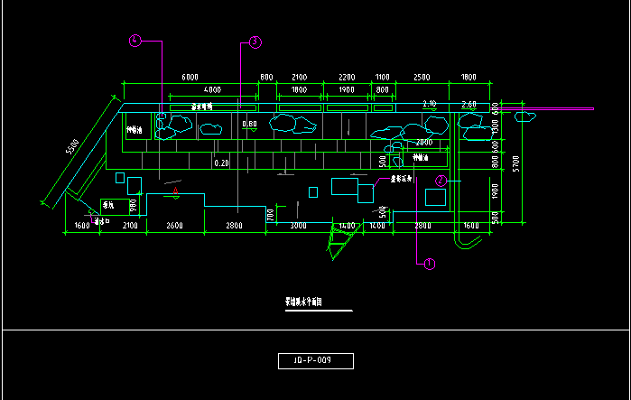 分享跃水跌水景墙平面cad大样图