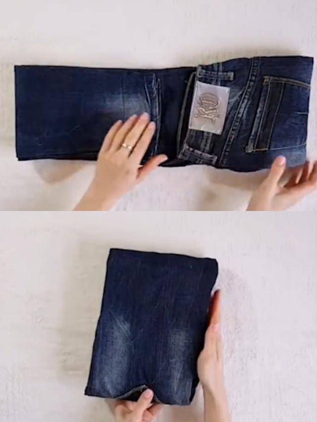 裤子折叠收纳方法图片