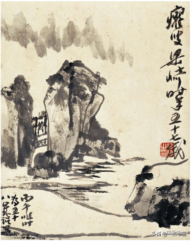 煙靄▲梁崎(1909--1996),字礪平,號聵叟,燕山老民等,著名大寫意畫家