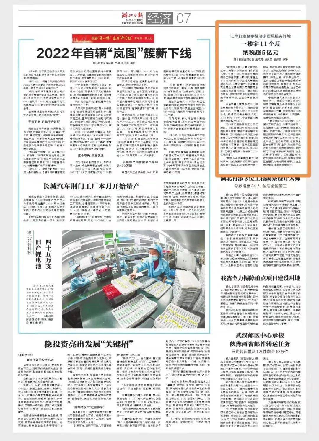 《湖北日报》报道江岸：楼宇经济优服务 重大项目有“娘家” 居民健康强保障_企业_商务区_大厦