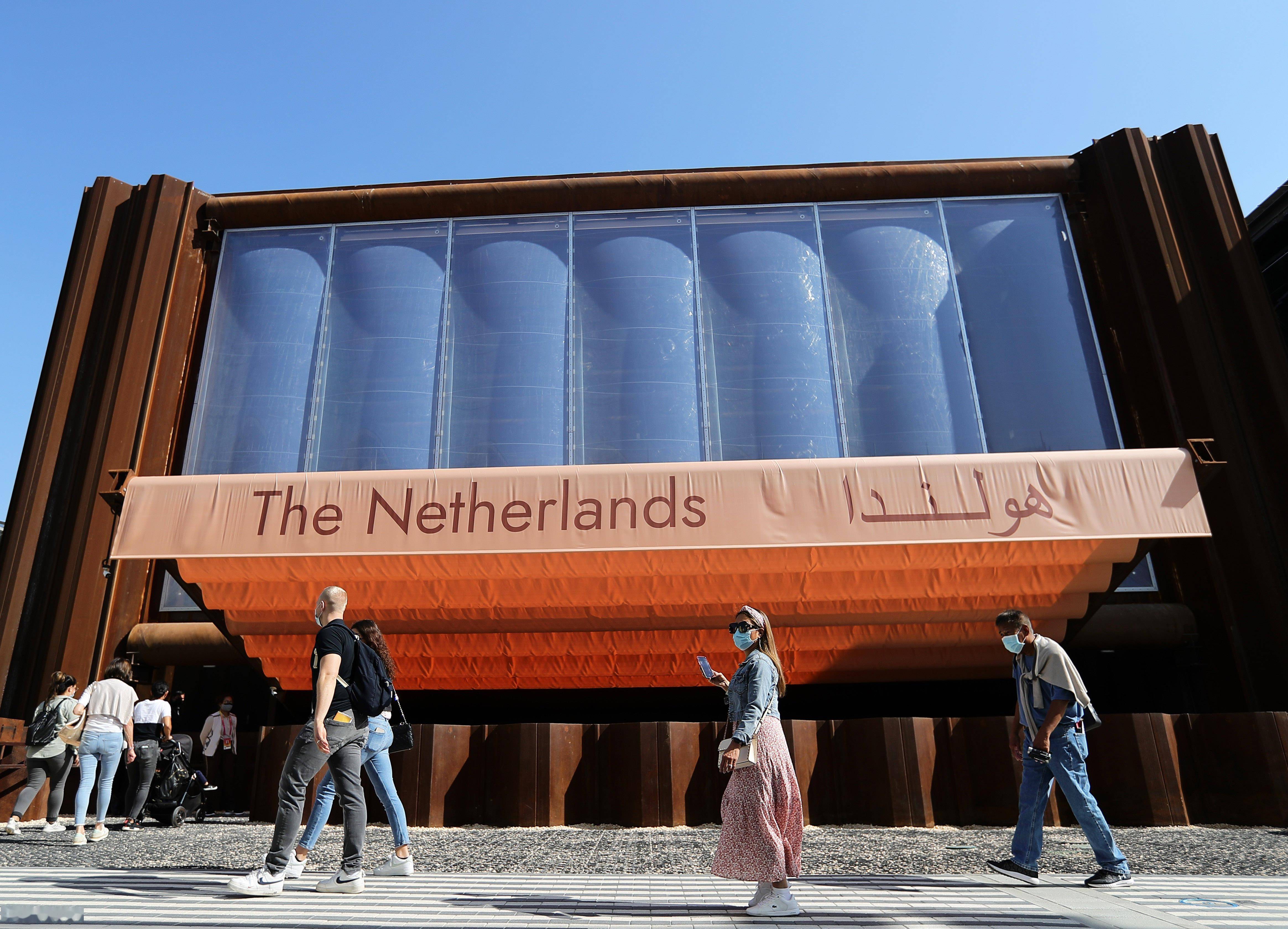 这是1月11日在阿拉伯联合酋长国迪拜世博会拍摄的荷兰馆