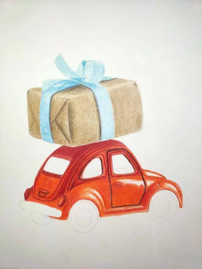 彩铅画入门教程玩具小汽车步骤图适合新手临摹的彩铅画