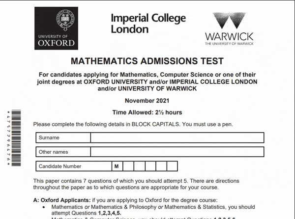 考生|今年申请牛津数学系的 2816 名学生，MAT 成绩汇总