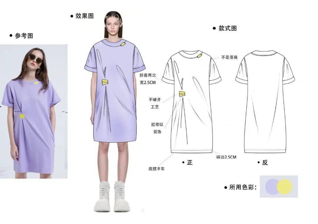 公众 服装款式图-之-设计展示面板！（效果图vs款式图对照板）