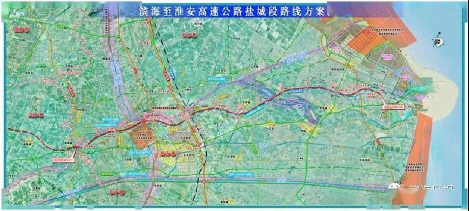 项目线路东起滨海港区,向西终点在淮安市涟水县北侧接入长深高速,全线