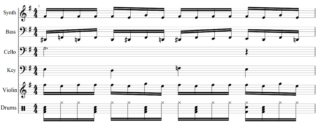 作曲人用一个pitch shifting风格的音效作为过渡,听上去像是警报声