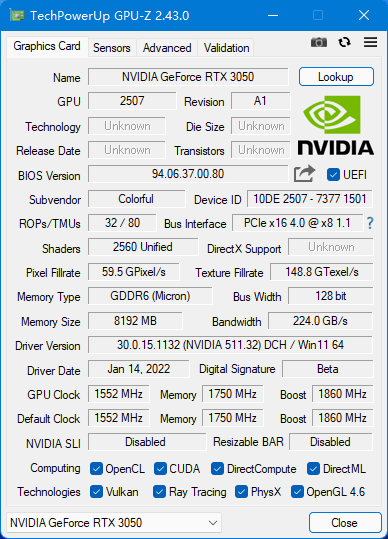 iGame GeForce RTX 3050 Ultra W OC评测：1080P小甜甜