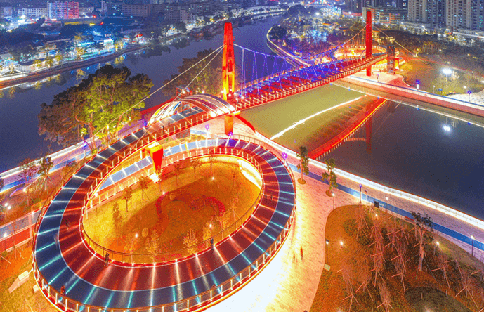 江海又一網紅天橋開放,夜景超美,打卡攻略來了!_江門_姐姐_景也