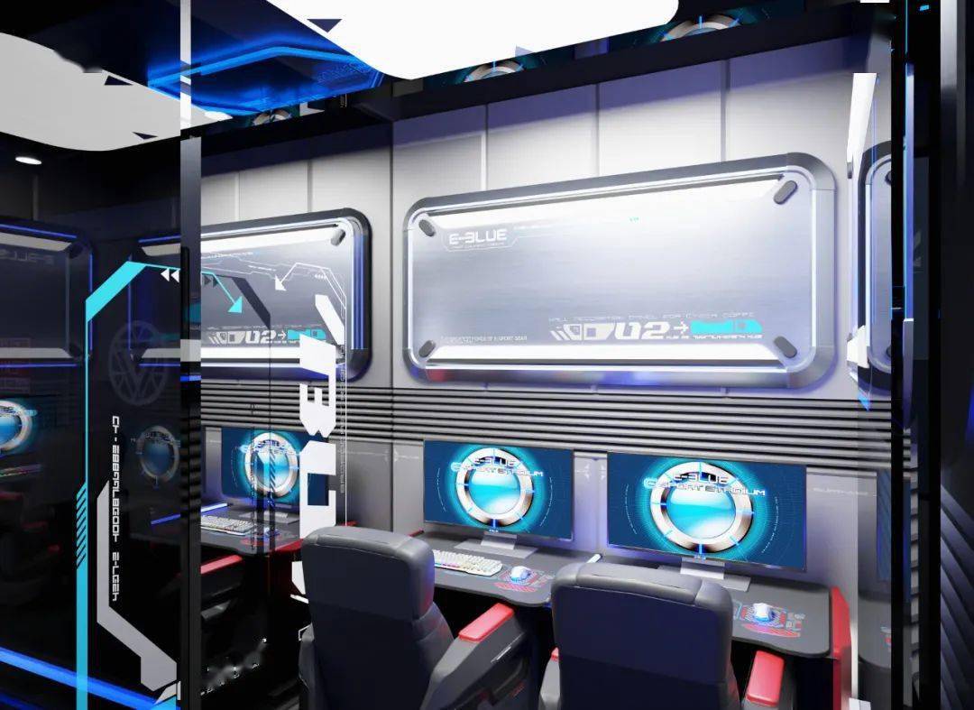 宜博电竞馆陆河岁宝店占地约600平米集五黑房对战区桌球棋牌等