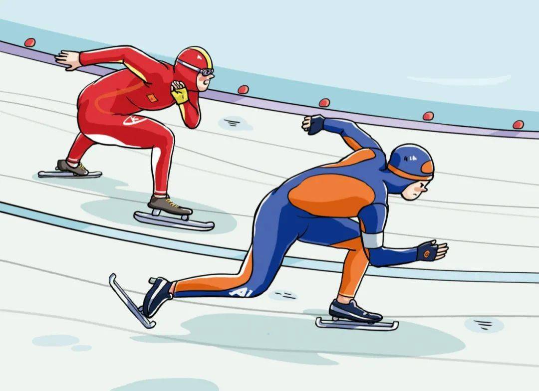 短道速滑人物漫画图片