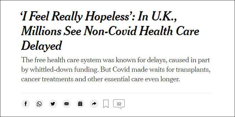 体系|“因为新冠，500万英国患者被迫拖延治疗”
