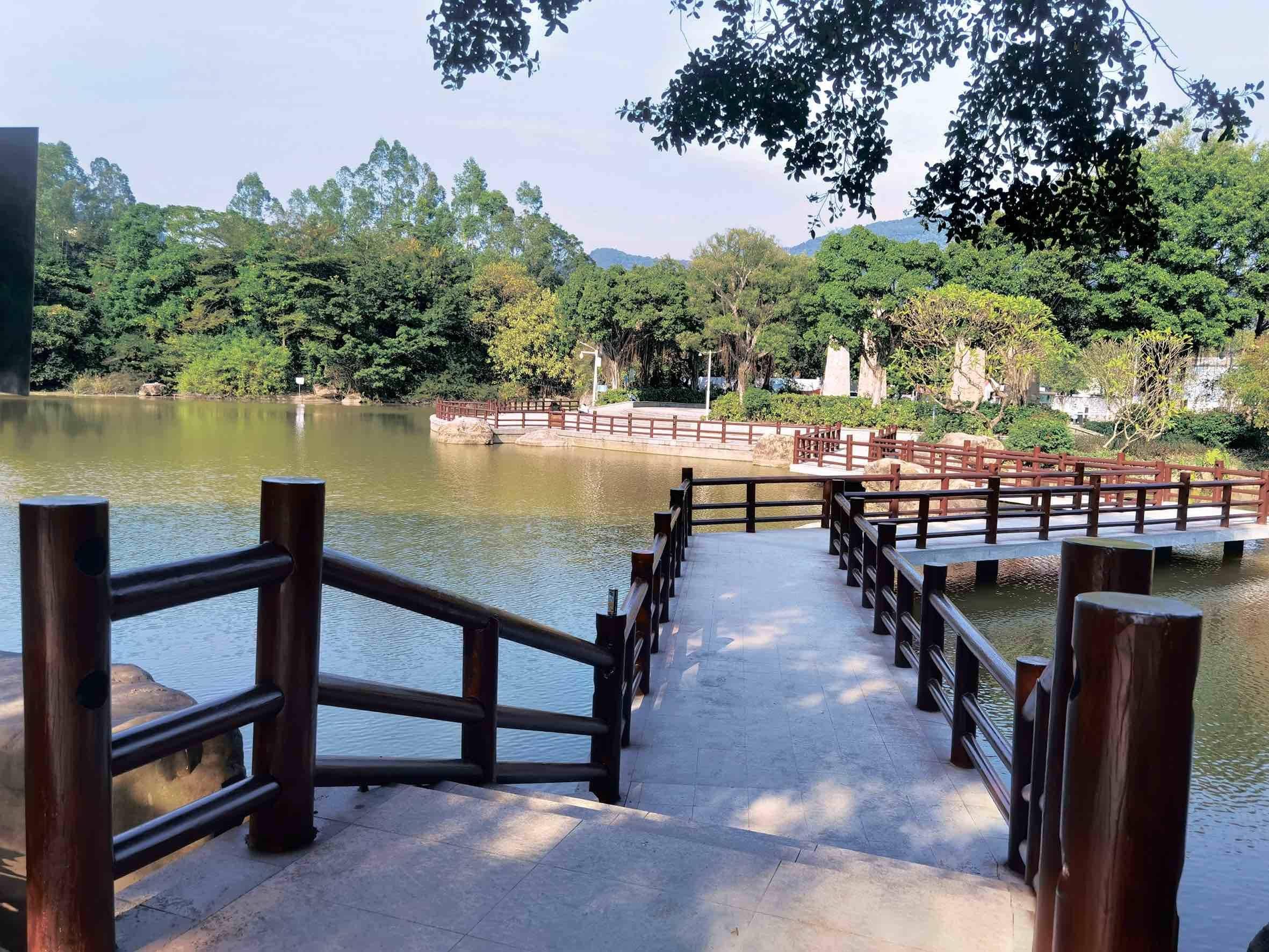 天河龙洞街湖边步道升级居民散步更安全了