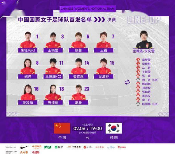 决赛|王霜回归！亚洲杯中国女足首发阵容来了
