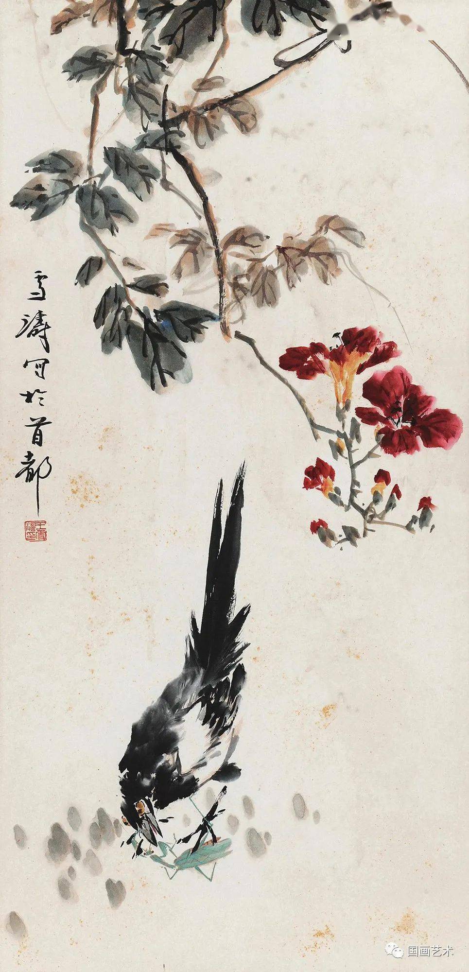 王雪涛笔下的凌霄清新灵妙