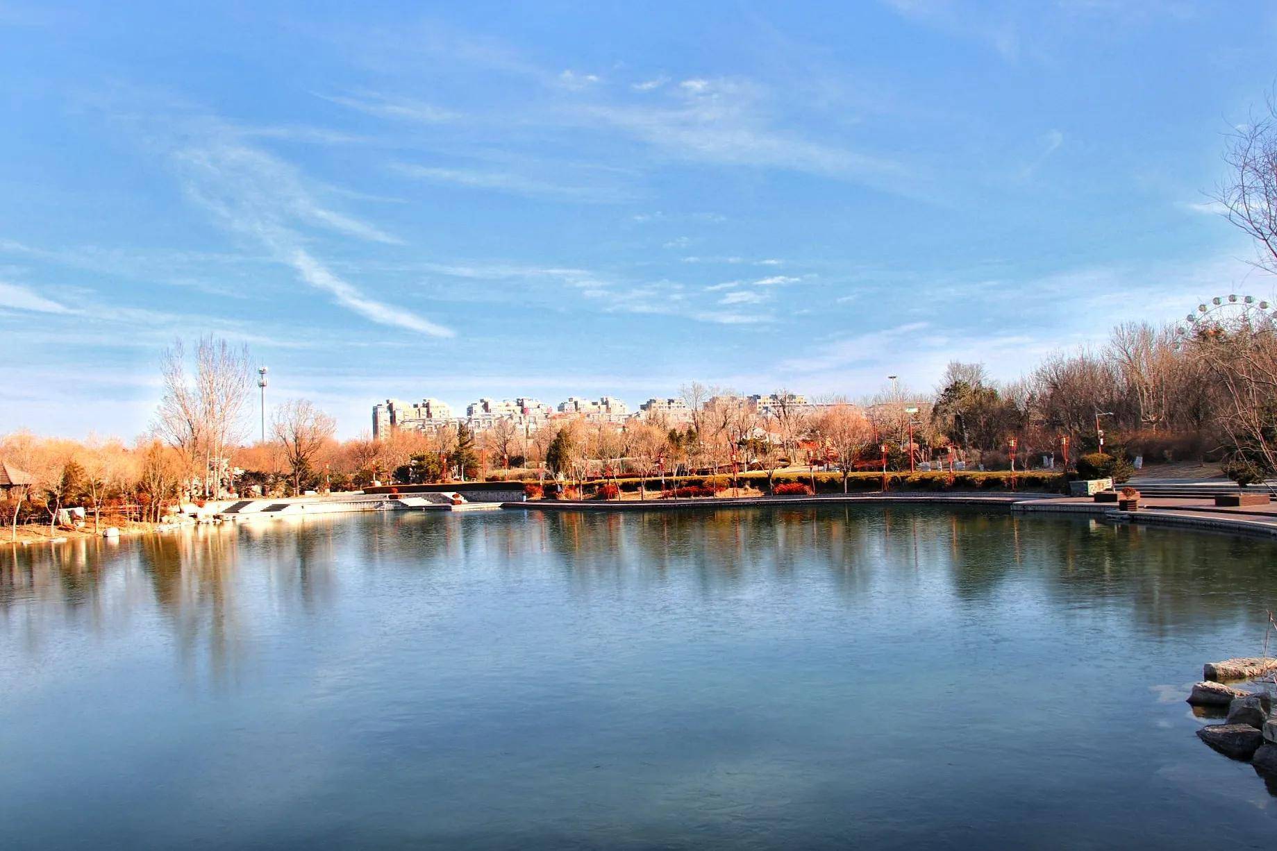 正月初六白浪河湿地公园风景朗朗