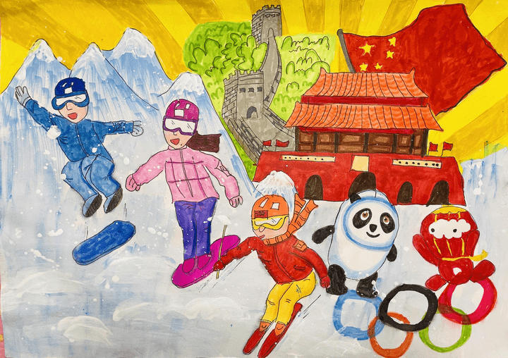 冬奥会体育项目绘画图片