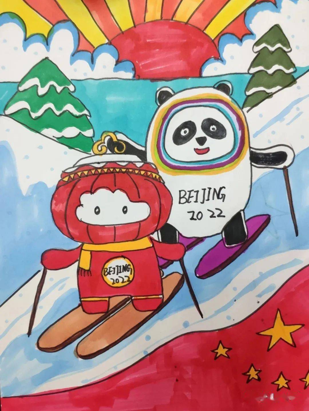 小学生冬奥运会儿童画图片