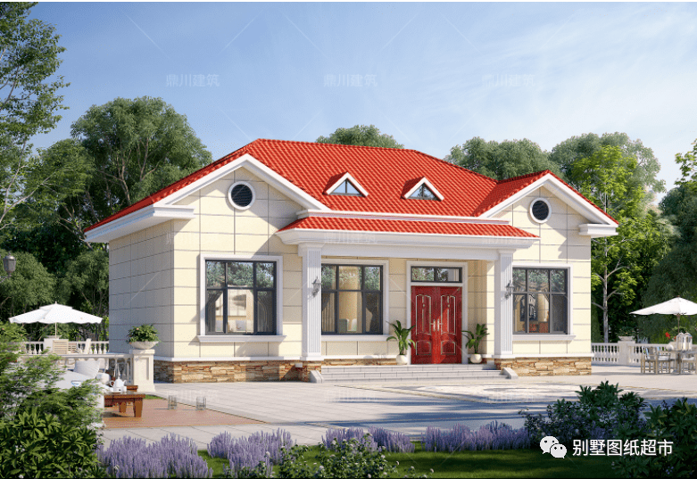 农村养老房建一层就够了,这8套一层户型,精美造价低,老少都喜欢_别墅