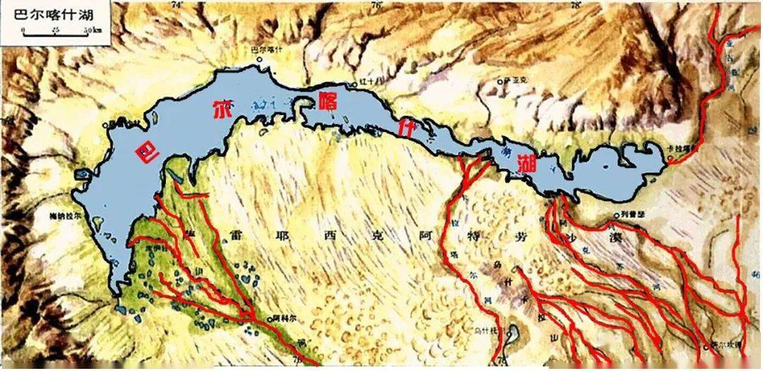巴尔喀什湖水系图图片