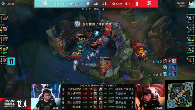 先锋|LOL-LPL：Xiaohu薇古丝夺命愁煞连中四元，RNG鏖战三局2-1力克EDG