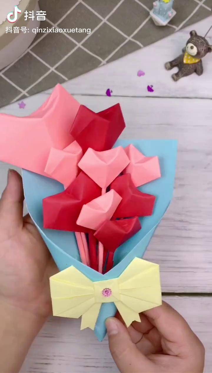 情人节快到了你准备好了吗折纸花束手工折纸萌知计划创意亲子七夕