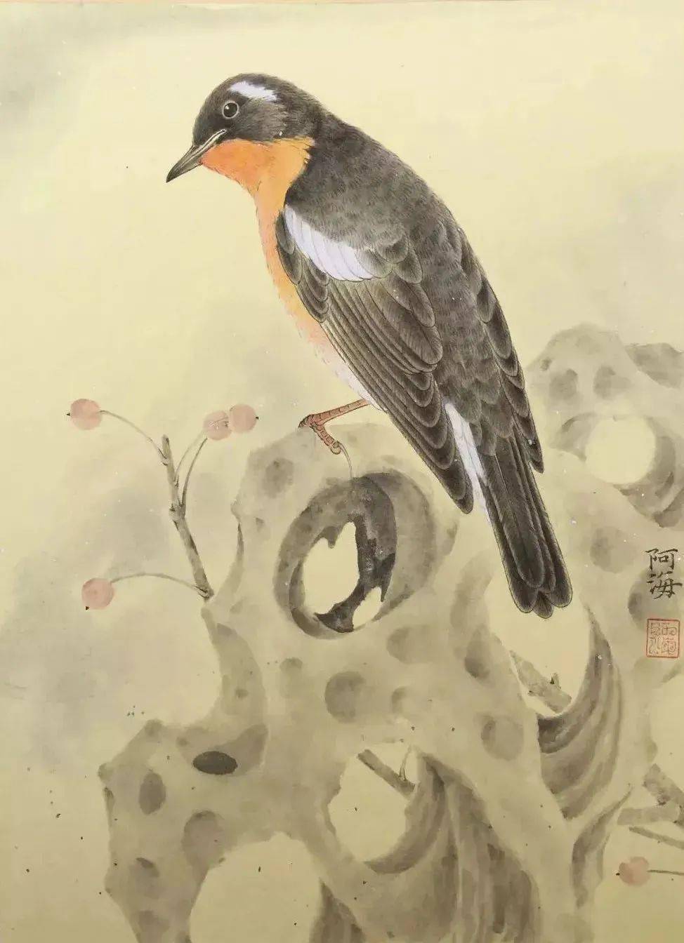 国画天地郑海的工笔禽鸟创作