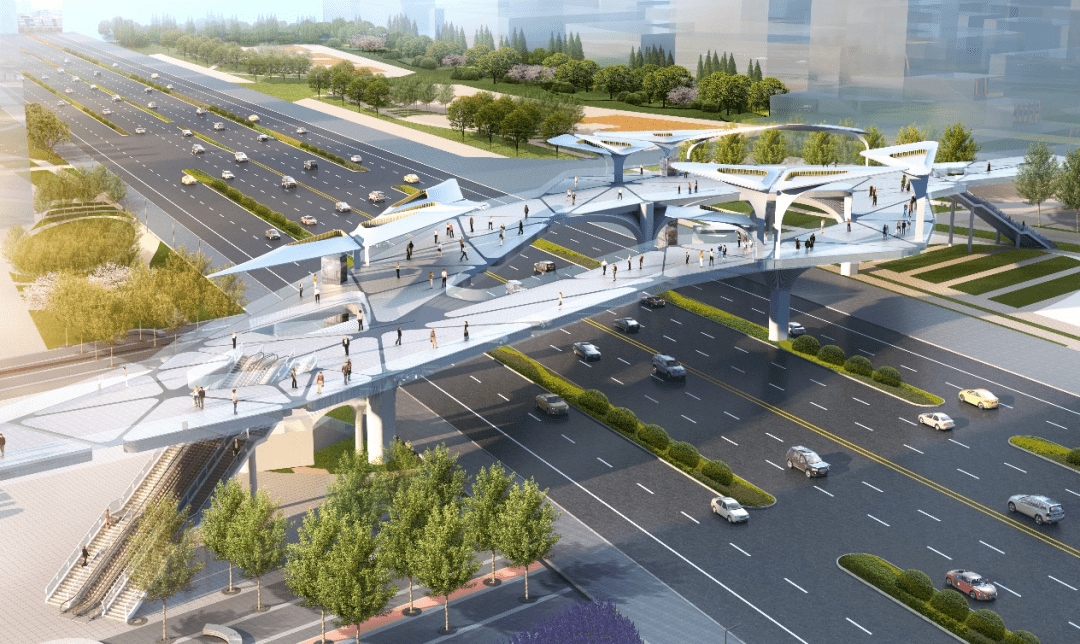 高品质建筑设计西咸能源金贸区人行天桥设计出炉