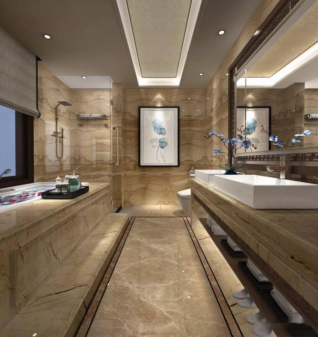 案例50个新中式大理石卫生间每一款都美炸天