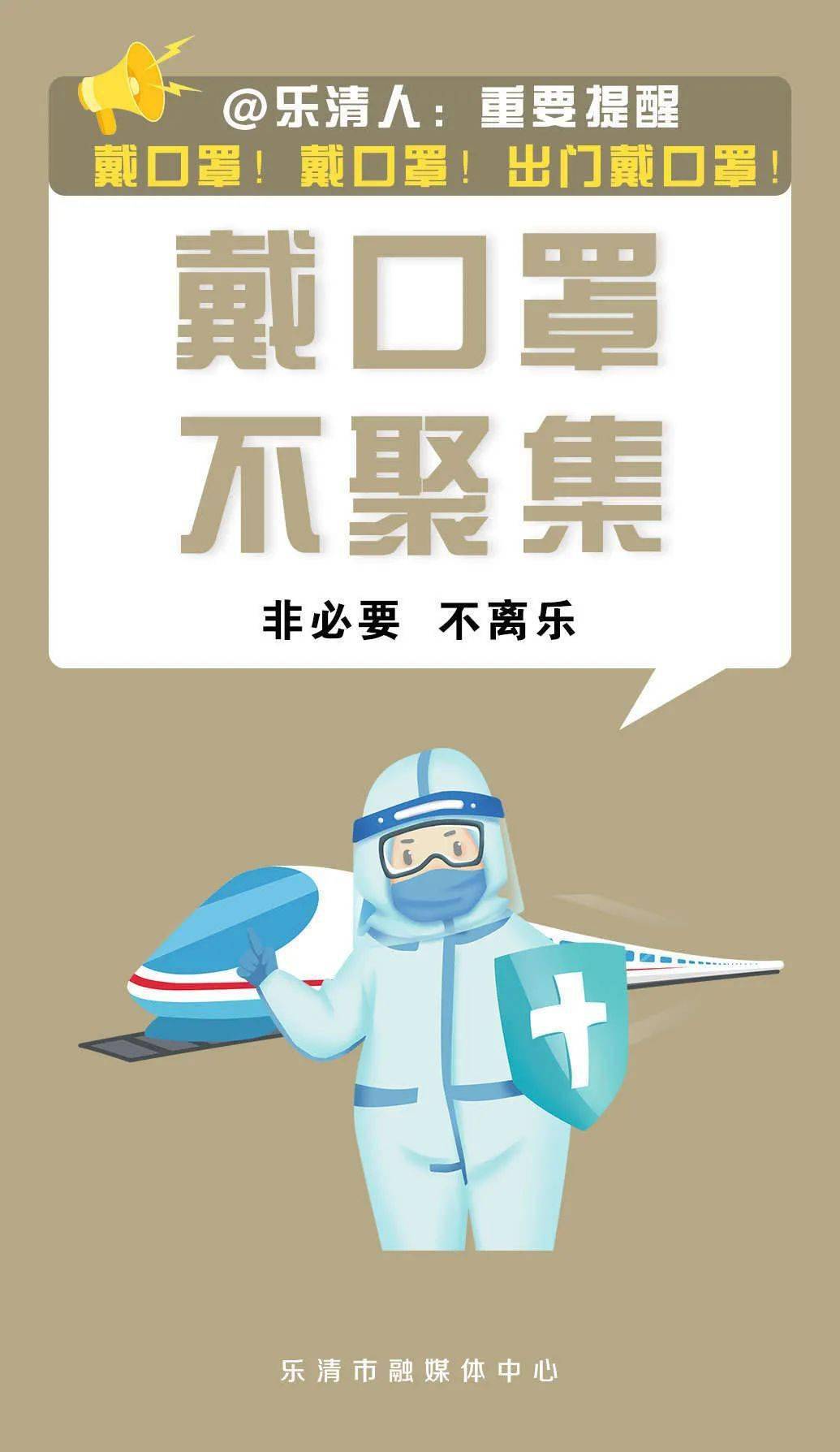 乐清人重要提醒戴口罩戴口罩出门戴口罩
