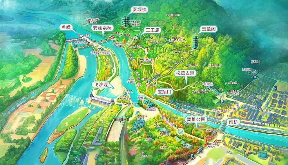 都江堰灌溉区域图图片