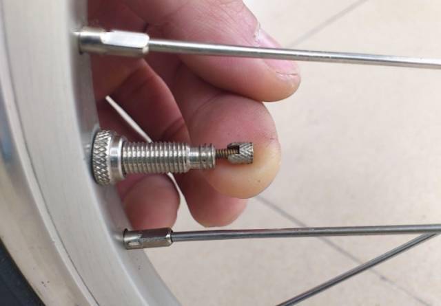 使用法嘴的车友可以买一个美法嘴转接头,避免遇到只有美嘴打气筒的