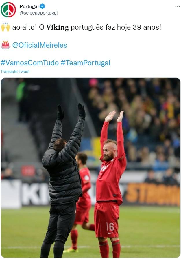 波尔图|梅雷莱斯39岁生日，葡萄牙国家队官推发文祝贺