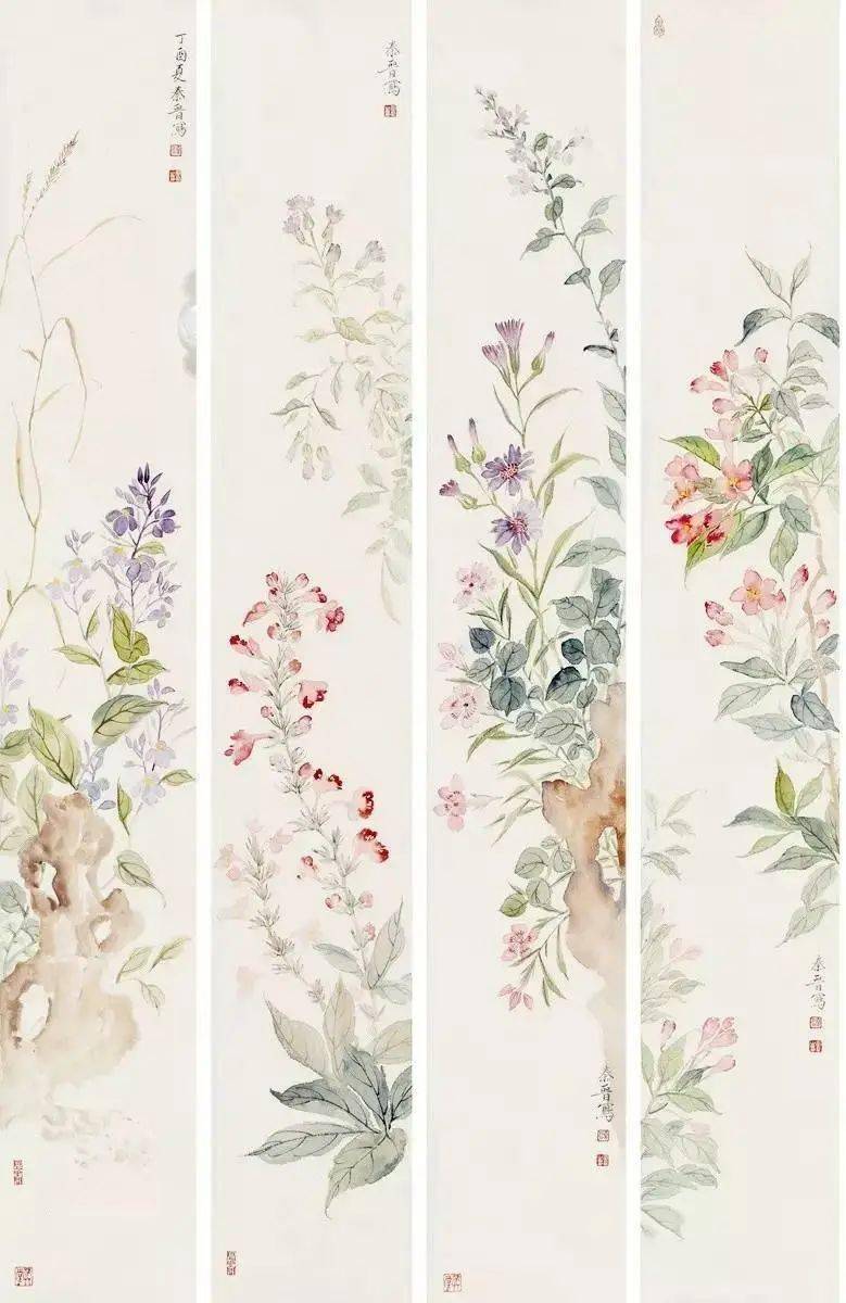 宋秦晋的没骨画花卉99幅清雅恬静如梦境般虚幻