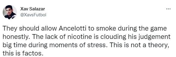 直播|记者调侃：应该允许安切洛蒂抽烟，缺乏尼古丁影响了他的判断