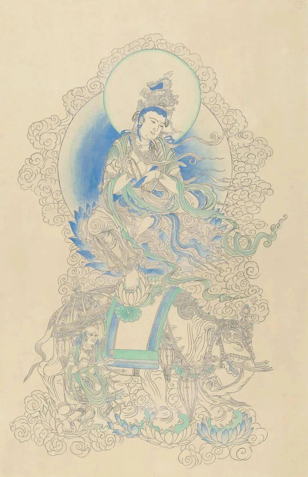 真作/風来/普賢菩薩/杉共箱付/布袋屋掛軸HF-465 真作/風来/普賢菩薩/杉共箱付/布袋屋掛軸HF-465