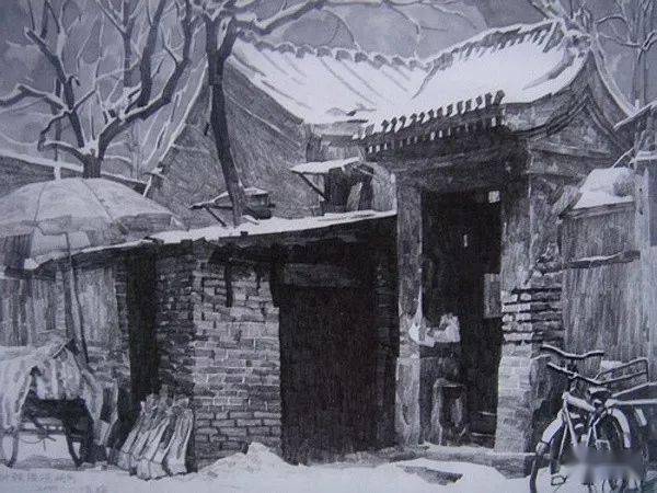 老北京胡同的素描画太美了