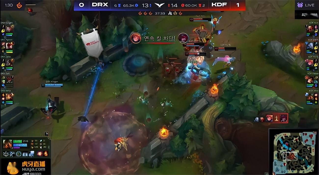 杰斯|LOL-LCK：Kiin酒桶致命E闪R炸回Deft霞，KDF“下克上”3-2淘汰DRX