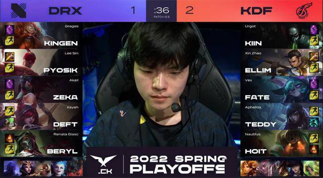 杰斯|LOL-LCK：Kiin酒桶致命E闪R炸回Deft霞，KDF“下克上”3-2淘汰DRX