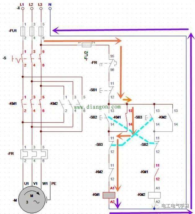 正反转接触器互锁图图片