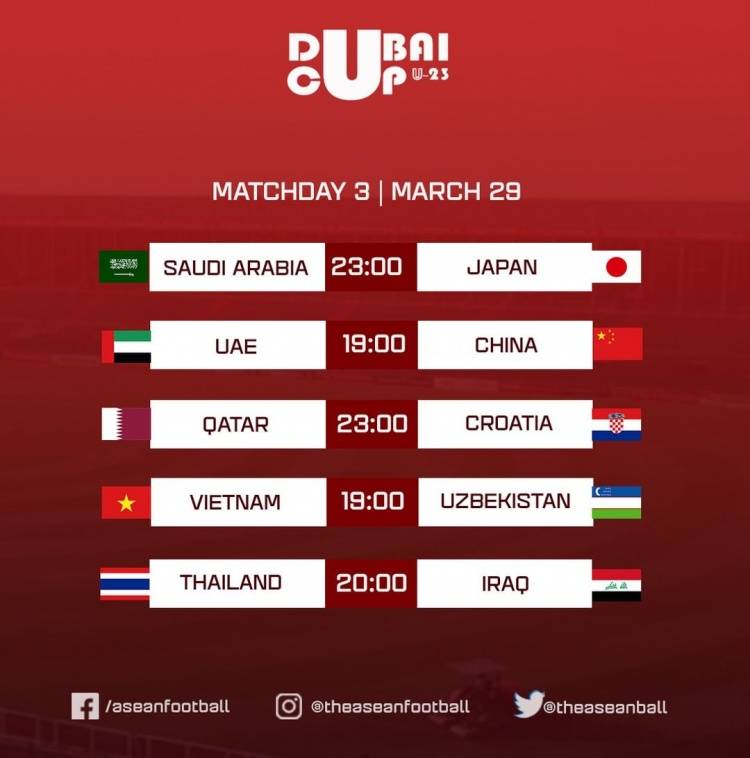 对阵|迪拜杯第三轮比赛对阵及时间：29日23:00中国再战阿联酋