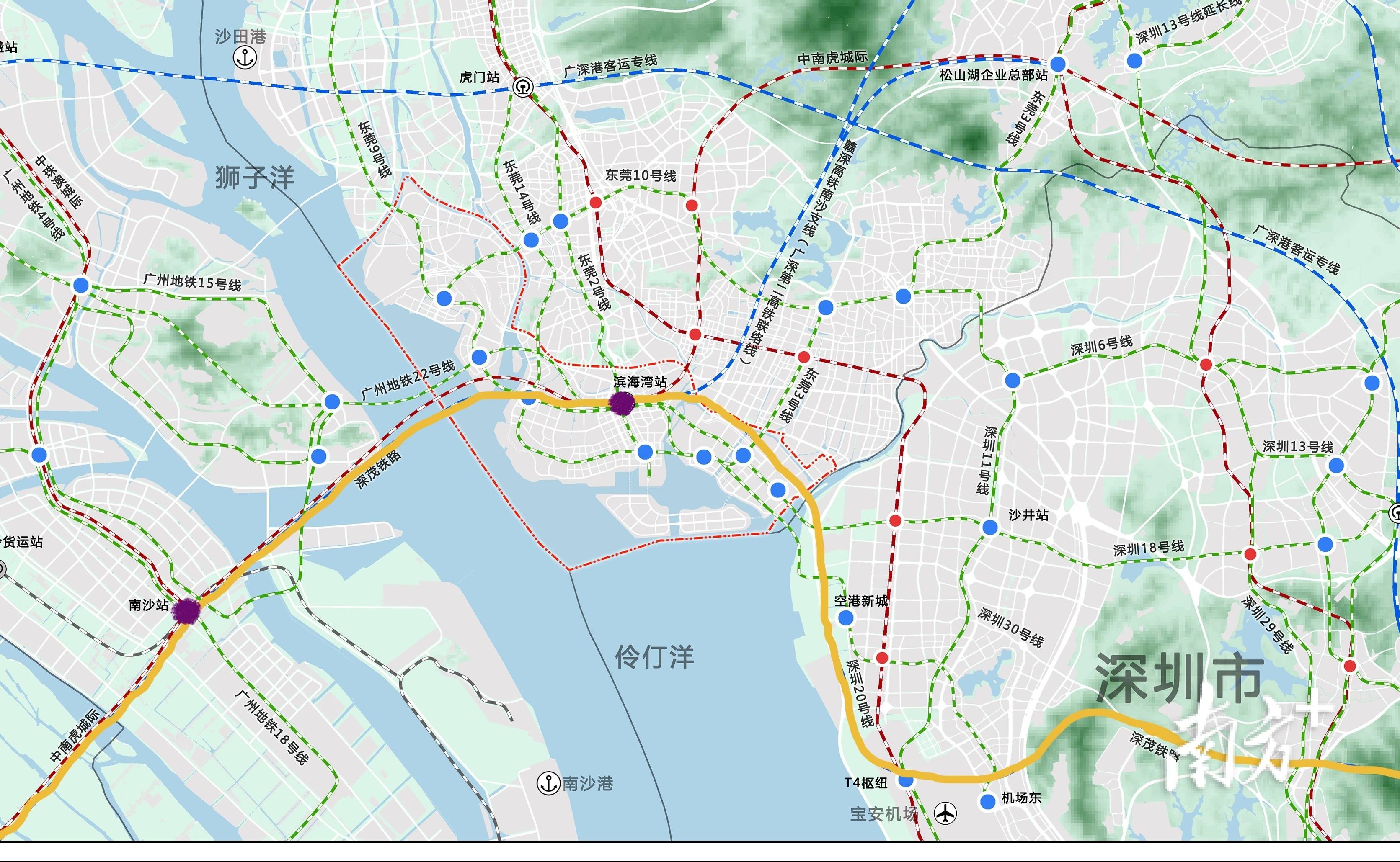 深江铁路是深茂铁路的一部分,全线设西丽(不含,深圳机场,东莞滨海湾