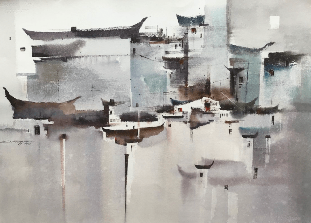 马来西亚水彩画家陈书强作品欣赏古镇系列一