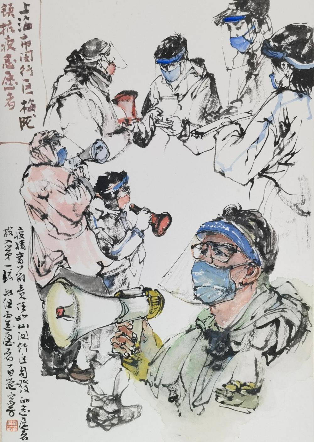 自述汪家芳速写上海抗疫场景用画笔记录抗疫中的城市温度