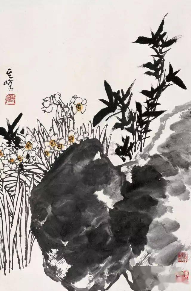 现当代名家孙其峰玉兰水仙作品欣赏