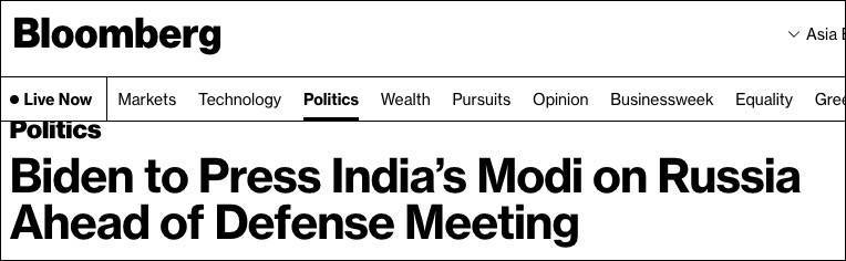 美媒：美国对印度感到失望，拜登将就俄乌问题亲自向莫迪施压