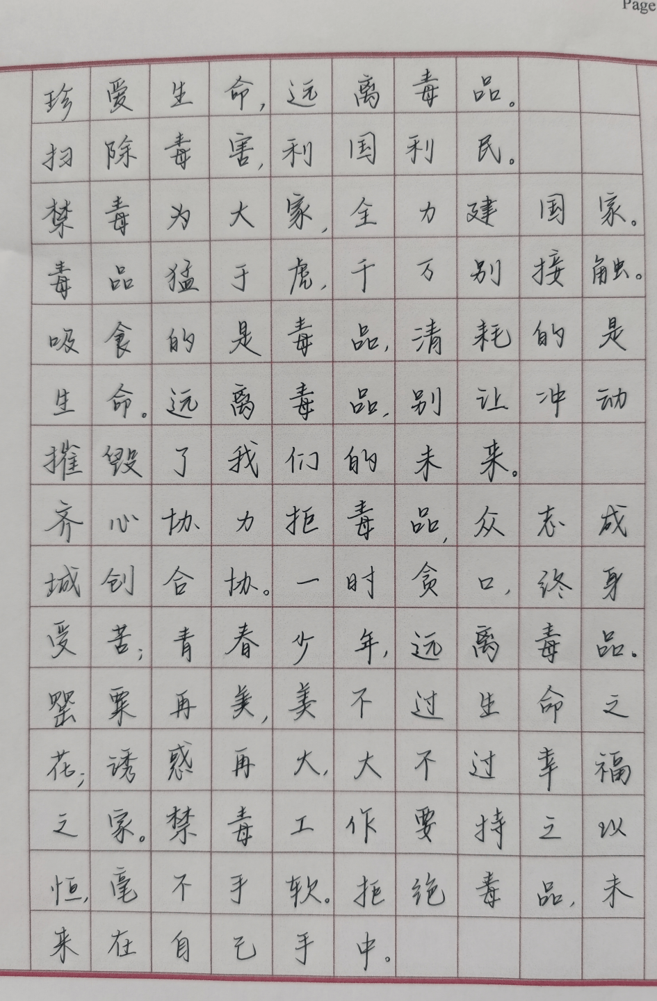 南开区禁毒书法绘画大赛助力学生健康成长青少年毒品预防教育主题书法