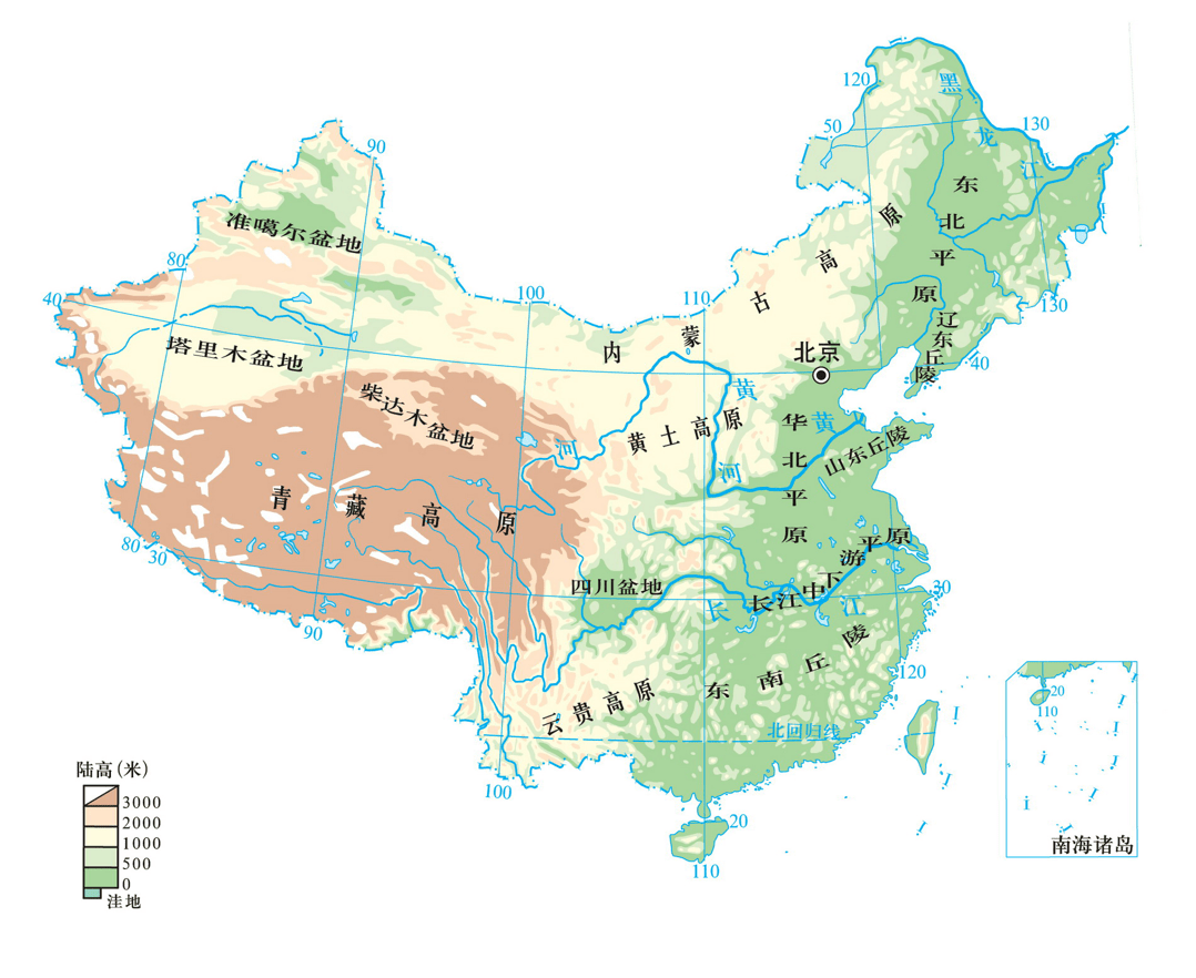 中国地图南北方向图片