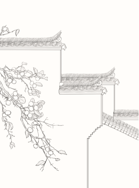 古风建筑线稿高清图片