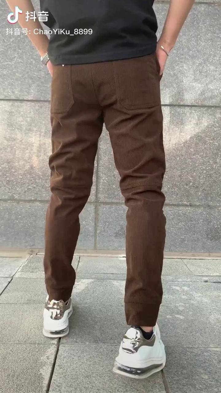 秋冬季最新百搭多色天丝绒休闲裤上身效果他来了百搭不