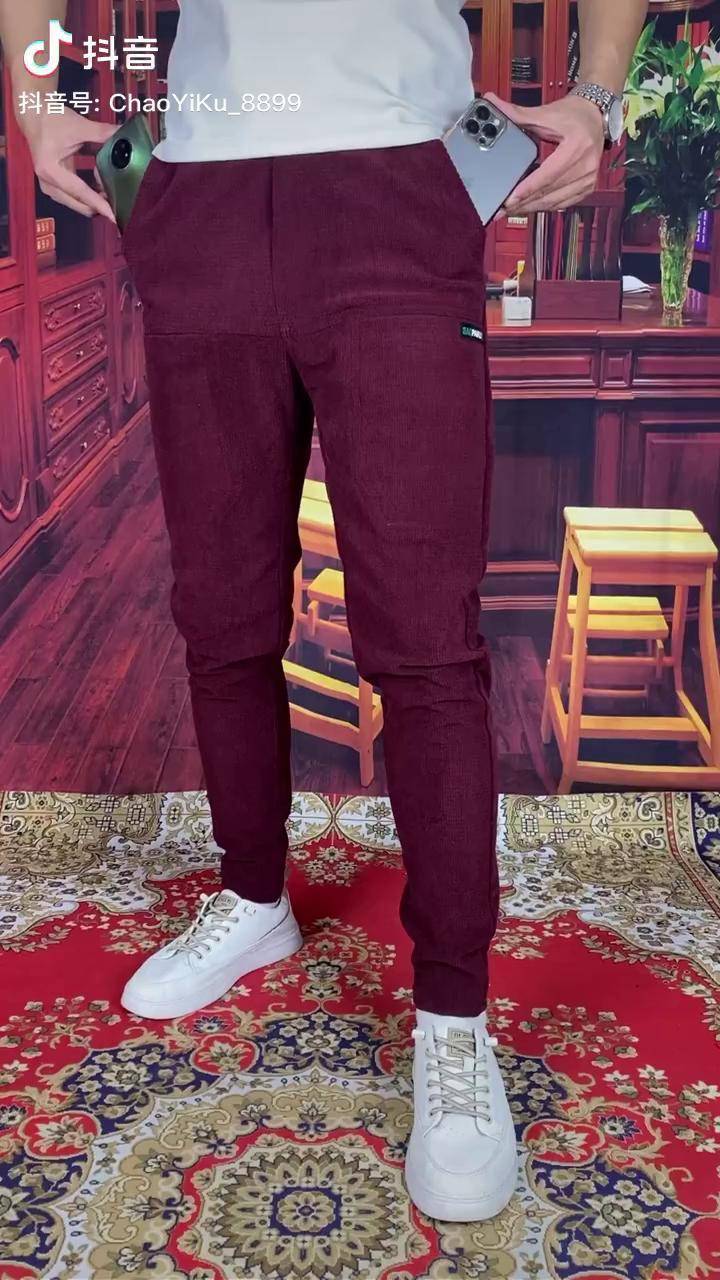 秋冬爆款九种颜色六兜设计天丝绒休闲裤酒红色百搭裤子面料柔软舒适谁
